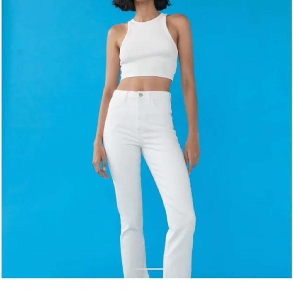 Zara Women's Crisp White Boot Cut Jeans